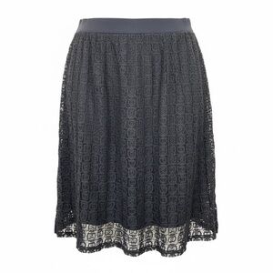 VTG 90s Y2K Crochet Midi Skirt Black WMNS Sz M Fully Lined Boho Fairy Whimsigoth